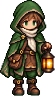 The green-cloaked Wanderer carrying a lantern for Bloom.